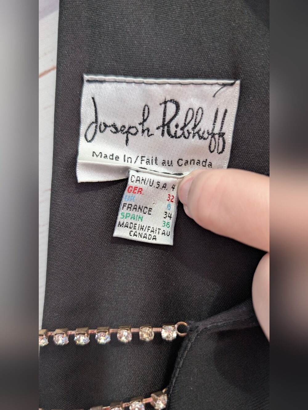 Joseph Ribkoff Black V-Neck Dress with Bling Buckle Detail Size 4 - Picture 4 of 4